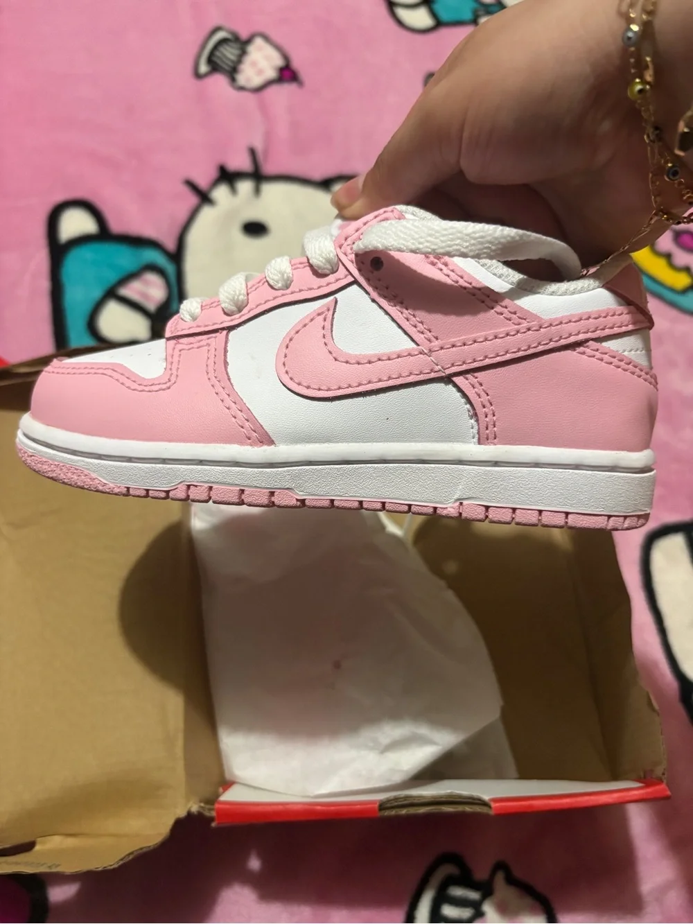Nike Pink and White Low-Top Sneaker